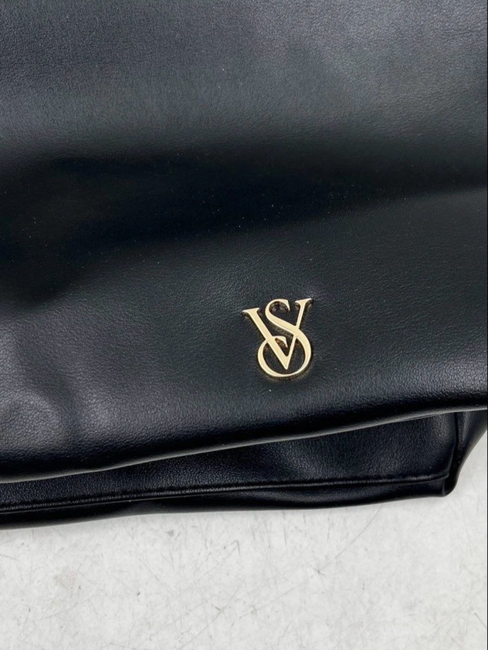 Victoria's Secret Black Faux Leather Hobo with Gold VS Emblem bag - Picture 4 of 10